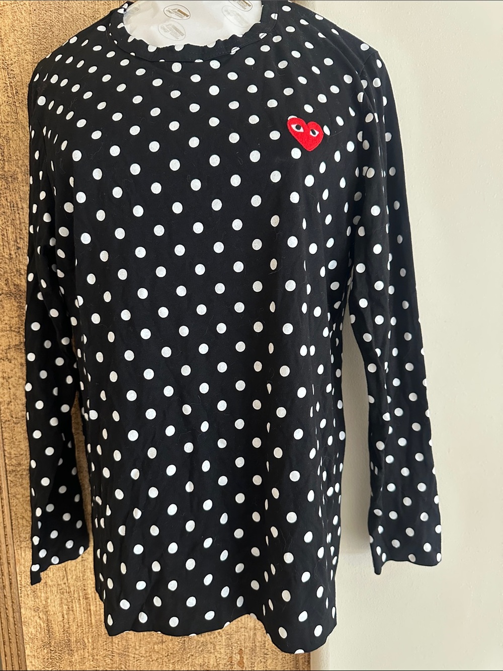 Comme des Garcons PLAY Woman’s Large Polka Dot Black Long Sleeve